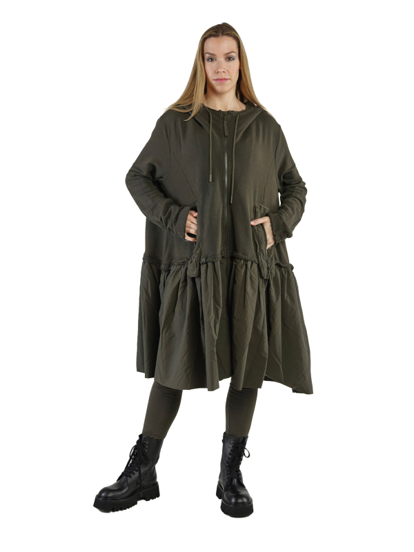 Rundholz Black Label - SweaterMantel mit Kapuze und gerüschtem Techno Rockteil Black - 2243511228