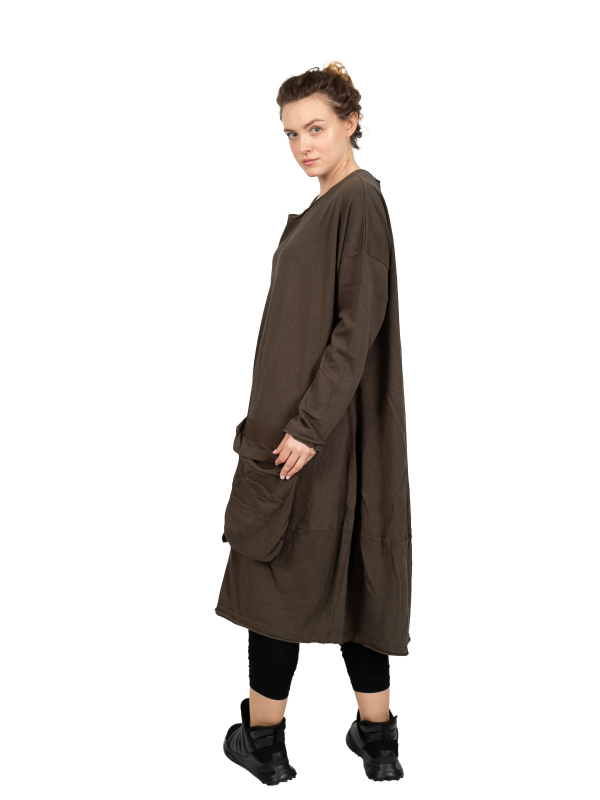 Rundholz Black Label - BallonKleid mit Koffertaschen Sweater Cotton Oversize jungle - 2243250903