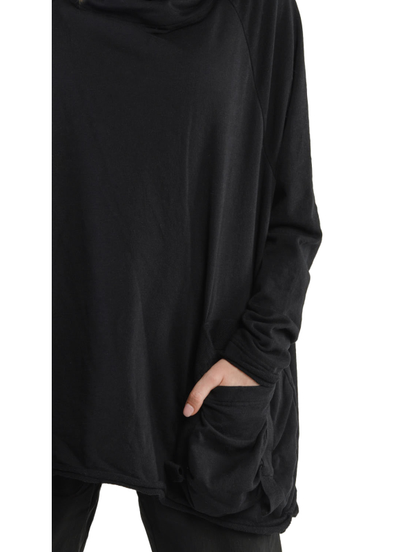 Rundholz Black Label - Sweater mit Stehkragen und Koffertasche Cotton Oversize black - 2243250505