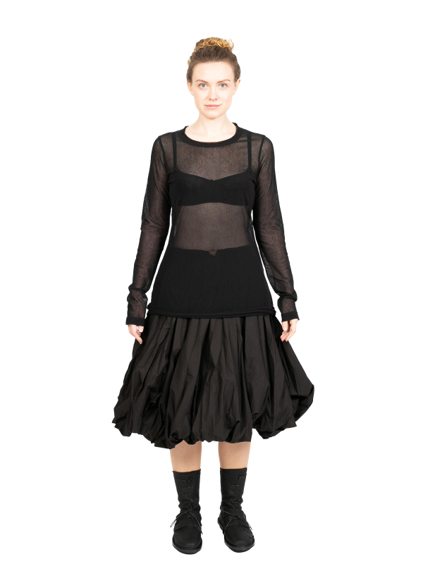 Rundholz Black Label - Tüllshirt Langarm Cotton Stretc Black - 2243340518