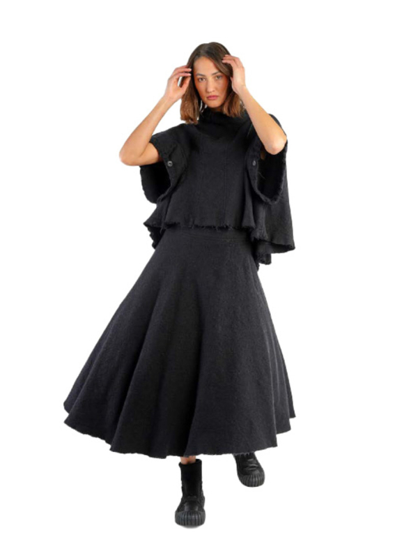 Rundholz DIP - Tellerock Schurwolle mit Unterrock aus Tüll Black - 2242210308